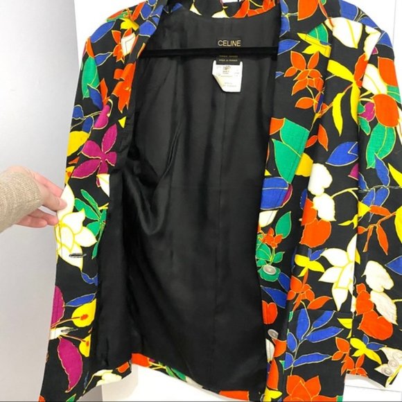 Céline Paris Vintage Linen Floral Print Blazer - Picture 5 of 12